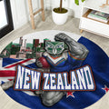 New Zealand Warriors Rugby Round Carpet Warrior Mascot Auckland Skyline Flag Art