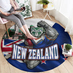 New Zealand Warriors Rugby Round Carpet Warrior Mascot Auckland Skyline Flag Art
