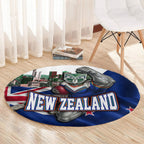 New Zealand Warriors Rugby Round Carpet Warrior Mascot Auckland Skyline Flag Art