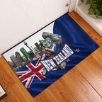 New Zealand Warriors Rugby Rubber Doormat Warrior Mascot Auckland Skyline Flag Art