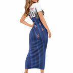 Personalized New Zealand Warriors Rugby Short Sleeve Bodycon Dress Warrior Mascot Auckland Skyline Flag Art