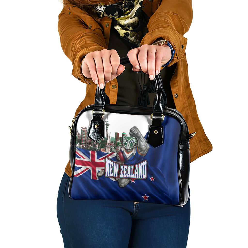 New Zealand Warriors Rugby Shoulder Handbag Warrior Mascot Auckland Skyline Flag Art