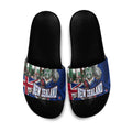 New Zealand Warriors Rugby Slide Sandals Warrior Mascot Auckland Skyline Flag Art