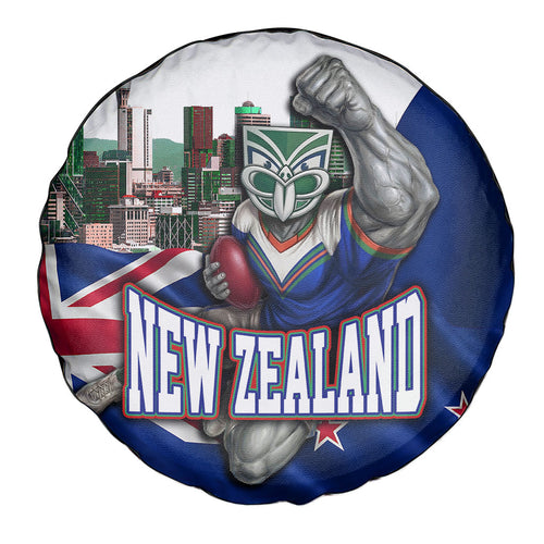 New Zealand Warriors Rugby Spare Tire Cover Warrior Mascot Auckland Skyline Flag Art