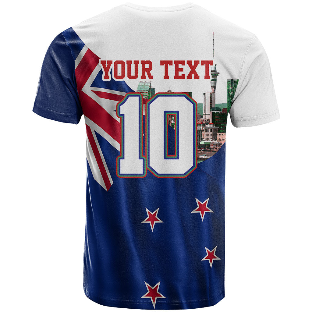 Personalized New Zealand Warriors Rugby T Shirt Warrior Mascot Auckland Skyline Flag Art