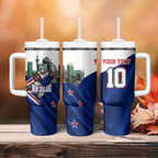 Personalized New Zealand Warriors Rugby Tumbler With Handle Warrior Mascot Auckland Skyline Flag Art