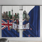 New Zealand Warriors Rugby Window Curtain Warrior Mascot Auckland Skyline Flag Art
