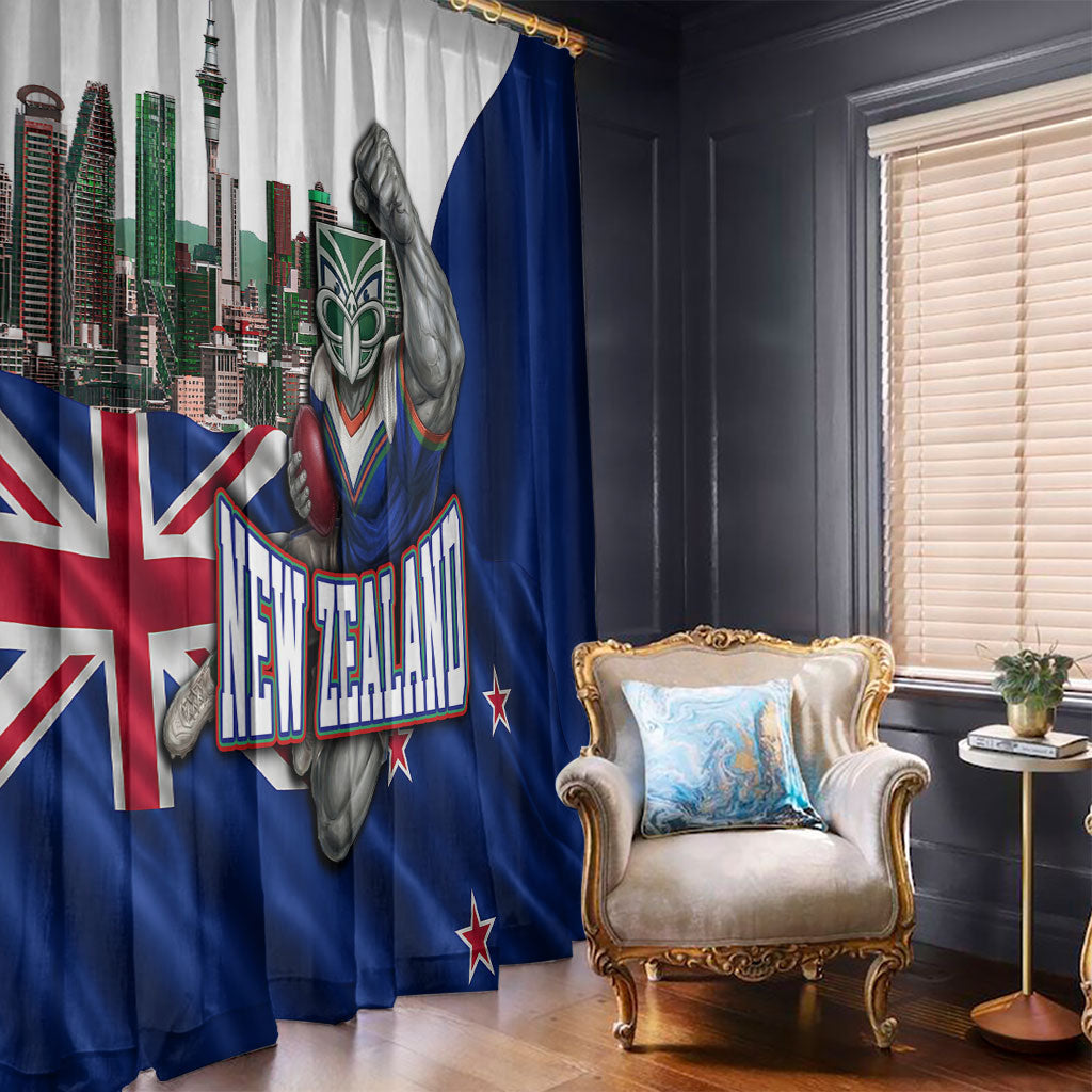 New Zealand Warriors Rugby Window Curtain Warrior Mascot Auckland Skyline Flag Art