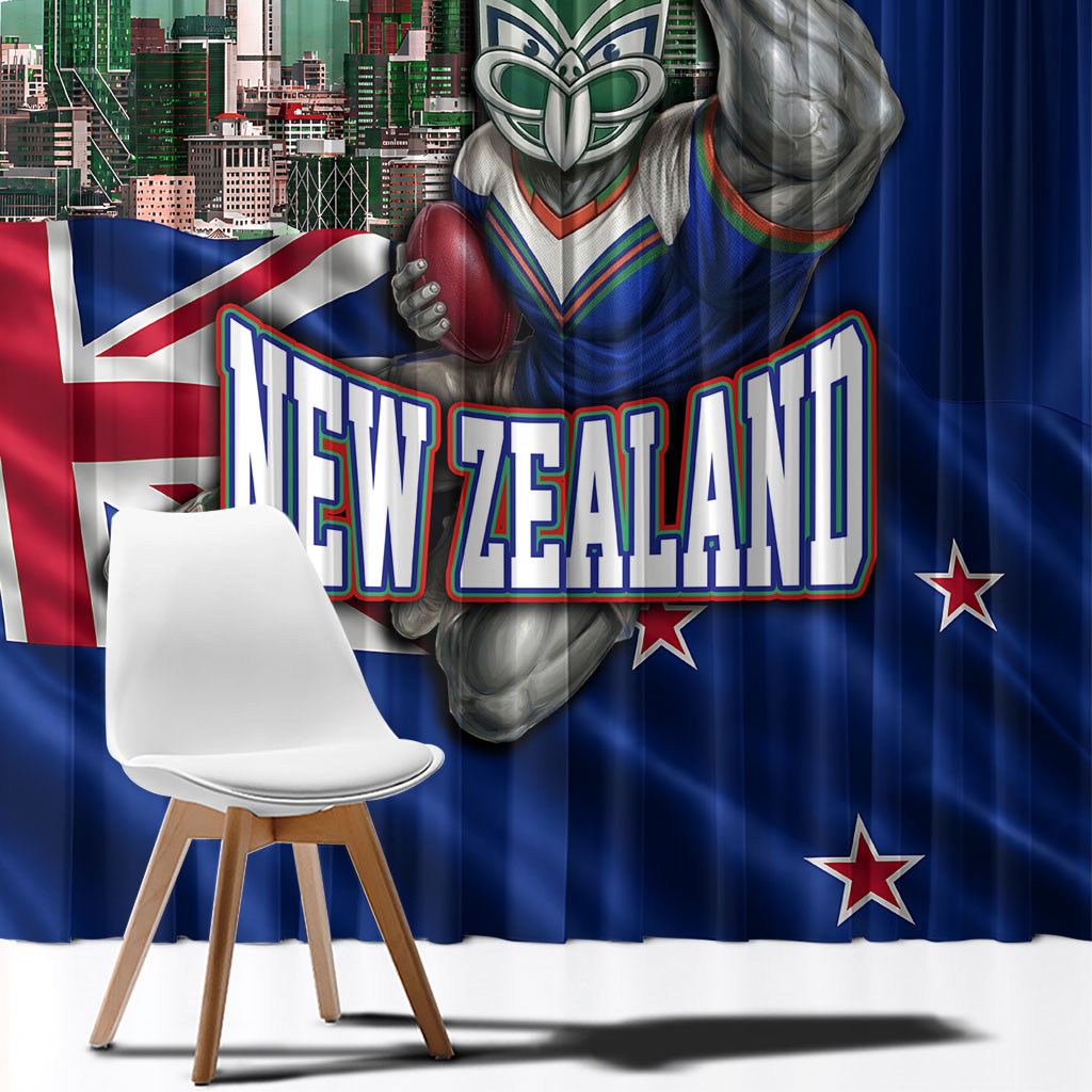New Zealand Warriors Rugby Window Curtain Warrior Mascot Auckland Skyline Flag Art