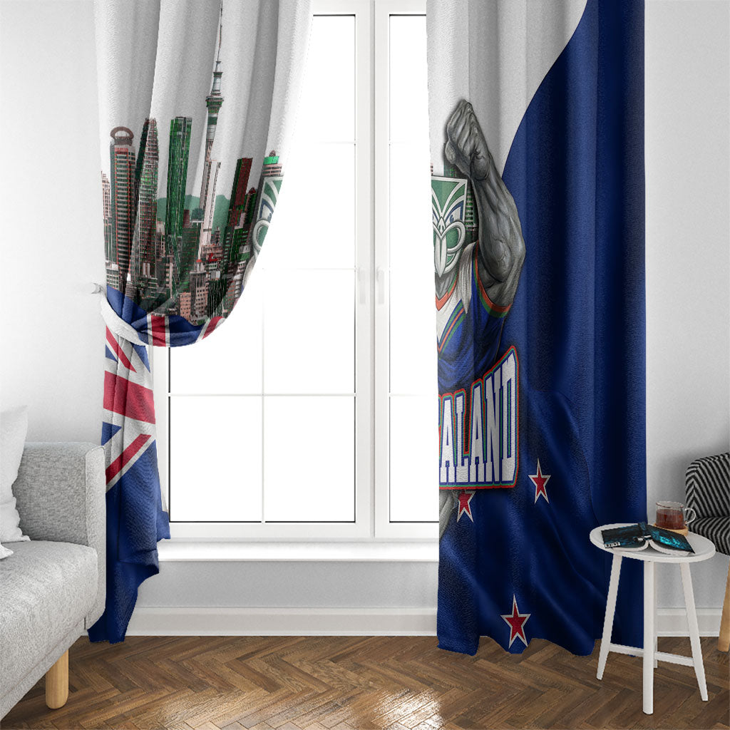 New Zealand Warriors Rugby Window Curtain Warrior Mascot Auckland Skyline Flag Art