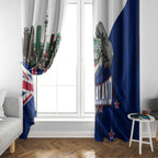 New Zealand Warriors Rugby Window Curtain Warrior Mascot Auckland Skyline Flag Art