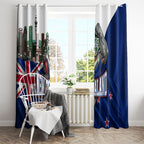 New Zealand Warriors Rugby Window Curtain Warrior Mascot Auckland Skyline Flag Art