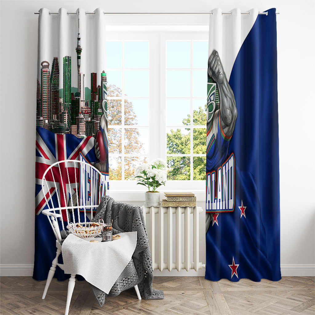 New Zealand Warriors Rugby Window Curtain Warrior Mascot Auckland Skyline Flag Art