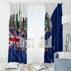 New Zealand Warriors Rugby Window Curtain Warrior Mascot Auckland Skyline Flag Art