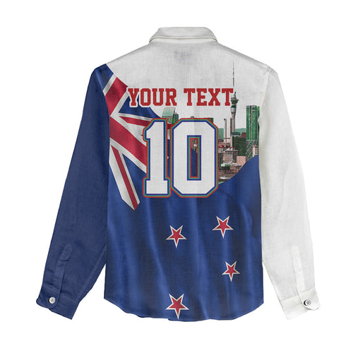 Personalized New Zealand Warriors Rugby Women Casual Shirt Warrior Mascot Auckland Skyline Flag Art