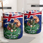 Personalized Canberra Raiders Rugby Laundry Basket Viking Mascot And Canberra Skyline Flag Art