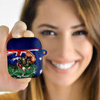 Personalized Canberra Raiders Rugby AirPods Case Viking Mascot And Canberra Skyline Flag Art