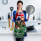 Personalized Canberra Raiders Rugby Apron Viking Mascot And Canberra Skyline Flag Art
