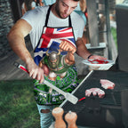 Personalized Canberra Raiders Rugby Apron Viking Mascot And Canberra Skyline Flag Art