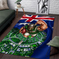 Personalized Canberra Raiders Rugby Area Rug Viking Mascot And Canberra Skyline Flag Art