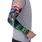 Personalized Canberra Raiders Rugby Arm Sleeves Viking Mascot And Canberra Skyline Flag Art