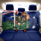 Personalized Canberra Raiders Rugby Back Car Seat Cover Viking Mascot And Canberra Skyline Flag Art