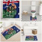 Personalized Canberra Raiders Rugby Bathroom Set Viking Mascot And Canberra Skyline Flag Art
