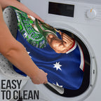 Personalized Canberra Raiders Rugby Bathroom Set Viking Mascot And Canberra Skyline Flag Art