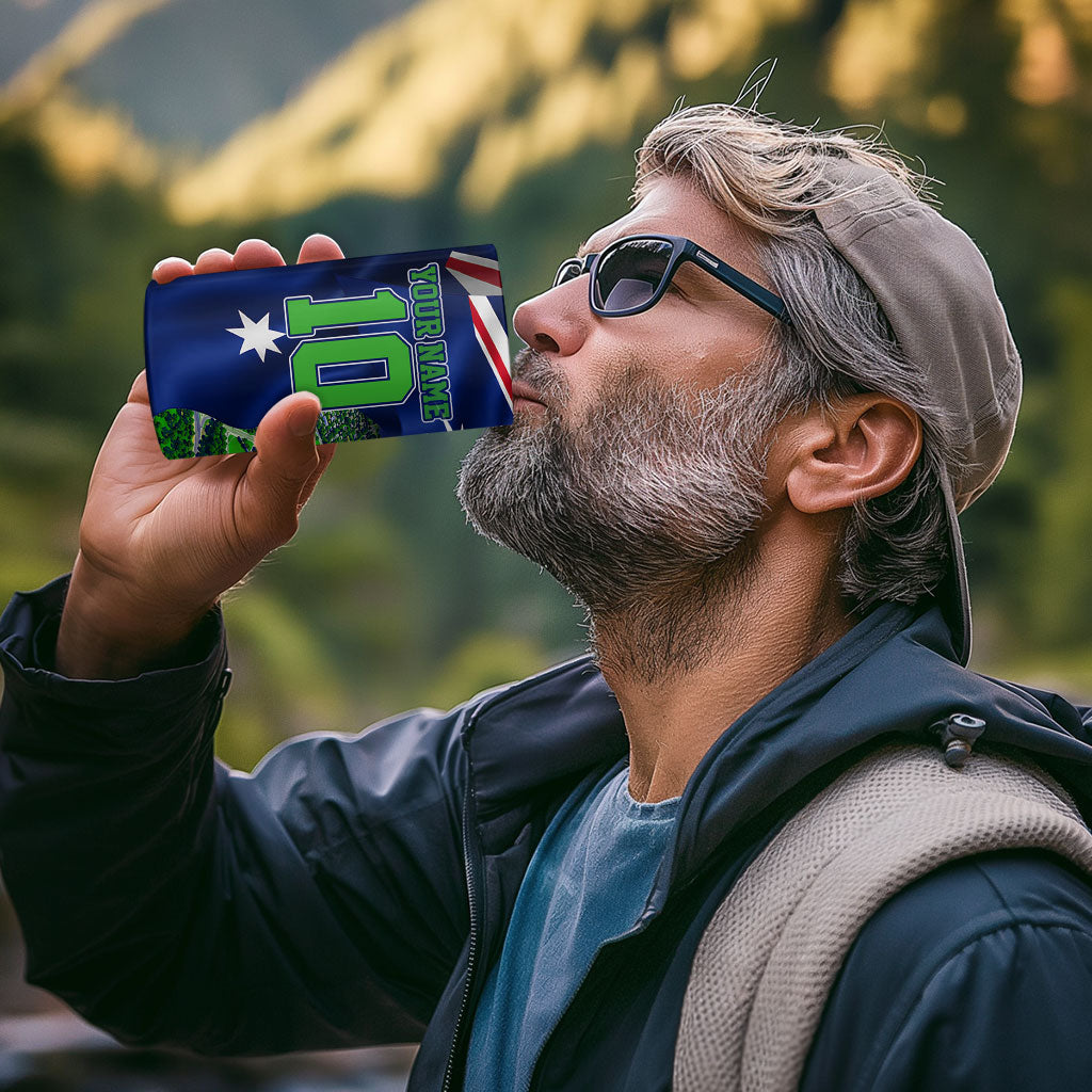 Personalized Canberra Raiders Rugby 4 in 1 Can Cooler Tumbler Viking Mascot And Canberra Skyline Flag Art
