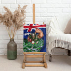 Personalized Canberra Raiders Rugby Canvas Wall Art Viking Mascot And Canberra Skyline Flag Art