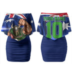 Personalized Canberra Raiders Rugby Couples Matching Off Shoulder Short Dress and Hawaiian Shirt Viking Mascot And Canberra Skyline Flag Art