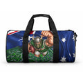 Personalized Canberra Raiders Rugby Duffle Bag Viking Mascot And Canberra Skyline Flag Art