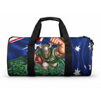 Personalized Canberra Raiders Rugby Duffle Bag Viking Mascot And Canberra Skyline Flag Art