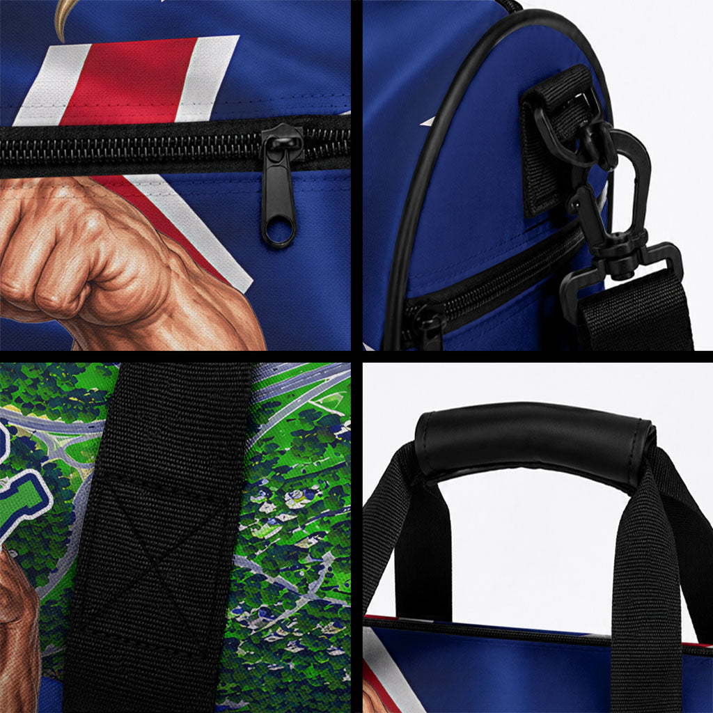 Personalized Canberra Raiders Rugby Duffle Bag Viking Mascot And Canberra Skyline Flag Art