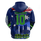 Personalized Canberra Raiders Rugby Hoodie Viking Mascot And Canberra Skyline Flag Art