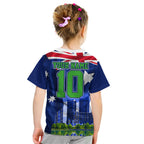 Personalized Canberra Raiders Rugby Kid T Shirt Viking Mascot And Canberra Skyline Flag Art