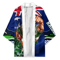 Personalized Canberra Raiders Rugby Kimono Viking Mascot And Canberra Skyline Flag Art