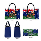 Personalized Canberra Raiders Rugby Leather Bag Viking Mascot And Canberra Skyline Flag Art