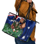 Personalized Canberra Raiders Rugby Leather Tote Bag Viking Mascot And Canberra Skyline Flag Art
