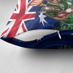 Personalized Canberra Raiders Rugby Pillow Cover Viking Mascot And Canberra Skyline Flag Art