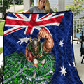Personalized Canberra Raiders Rugby Quilt Viking Mascot And Canberra Skyline Flag Art