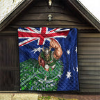 Personalized Canberra Raiders Rugby Quilt Viking Mascot And Canberra Skyline Flag Art