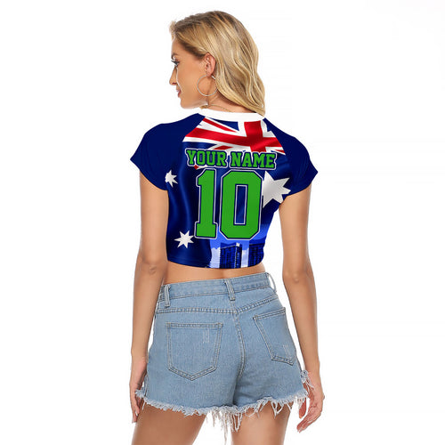 Personalized Canberra Raiders Rugby Raglan Cropped T Shirt Viking Mascot And Canberra Skyline Flag Art