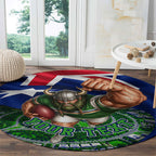 Personalized Canberra Raiders Rugby Round Carpet Viking Mascot And Canberra Skyline Flag Art