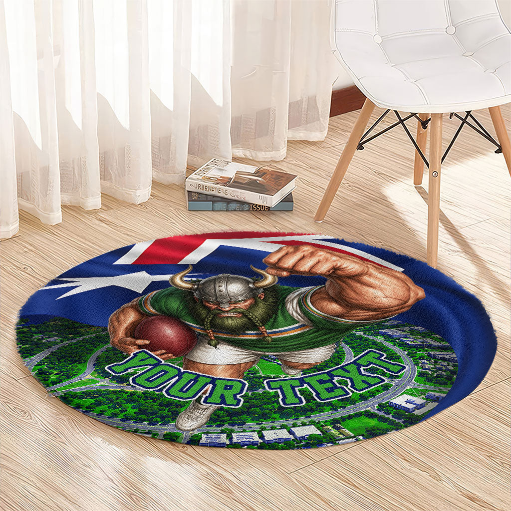 Personalized Canberra Raiders Rugby Round Carpet Viking Mascot And Canberra Skyline Flag Art