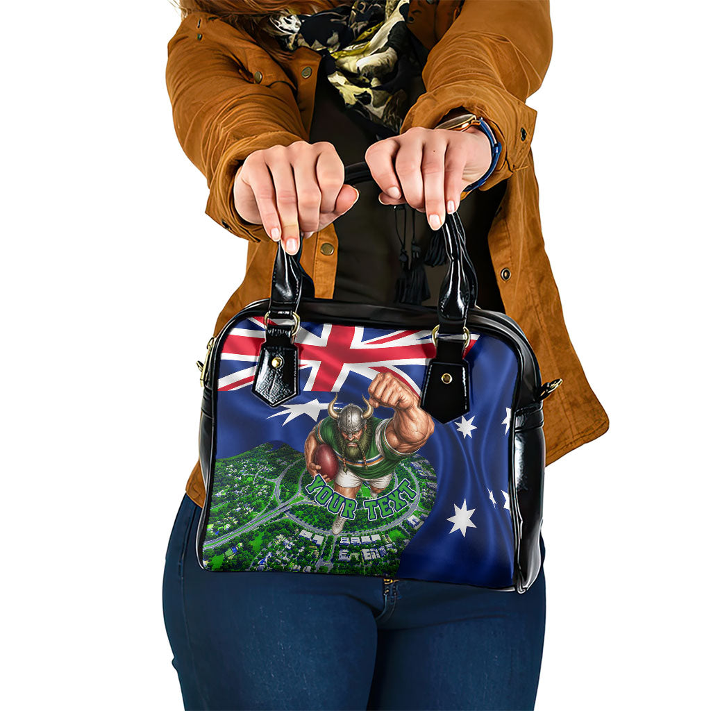 Personalized Canberra Raiders Rugby Shoulder Handbag Viking Mascot And Canberra Skyline Flag Art
