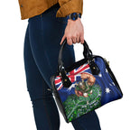 Personalized Canberra Raiders Rugby Shoulder Handbag Viking Mascot And Canberra Skyline Flag Art