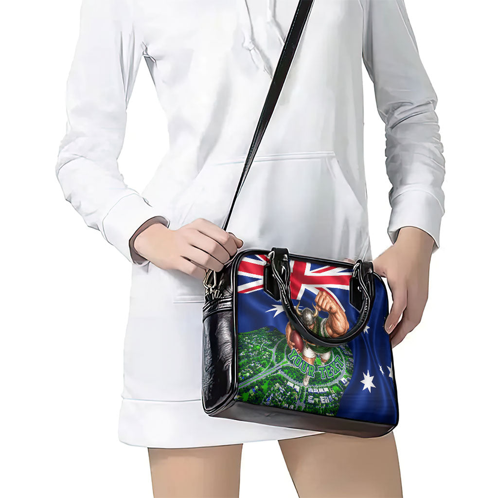Personalized Canberra Raiders Rugby Shoulder Handbag Viking Mascot And Canberra Skyline Flag Art
