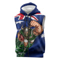 Personalized Canberra Raiders Rugby Sleeveless Zip Hoodie Viking Mascot And Canberra Skyline Flag Art