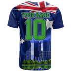 Personalized Canberra Raiders Rugby T Shirt Viking Mascot And Canberra Skyline Flag Art